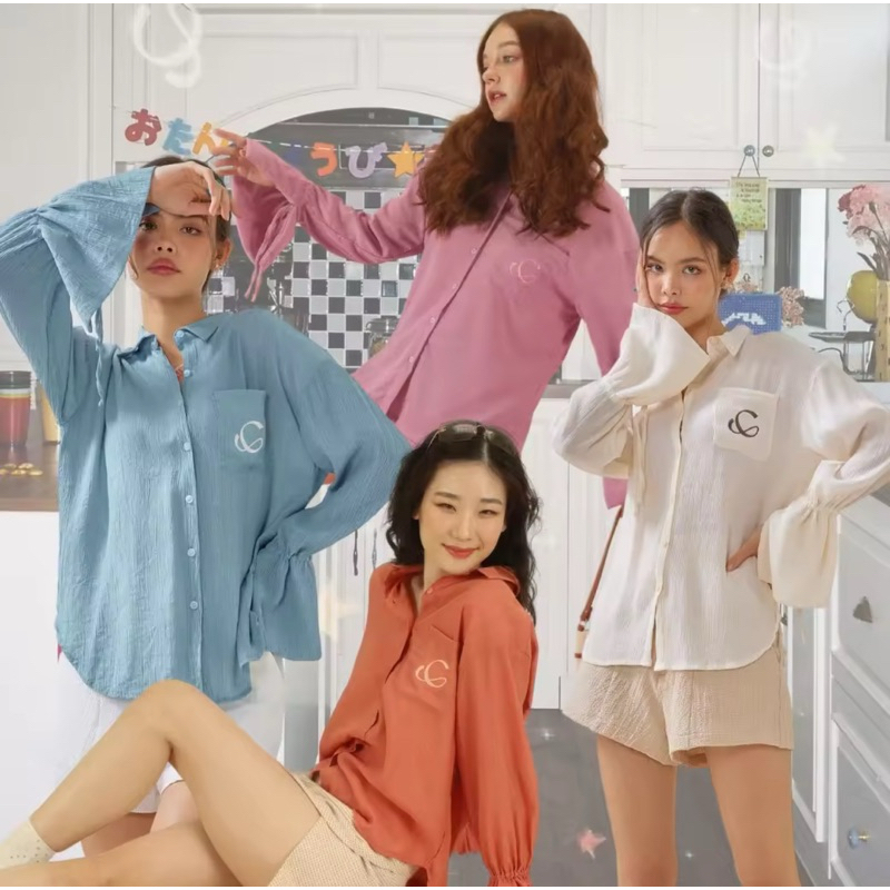 COPPER.BKK Crumble C Shirt เสื้อเชิ้ต แขนระบาย ฟรีไซส์
