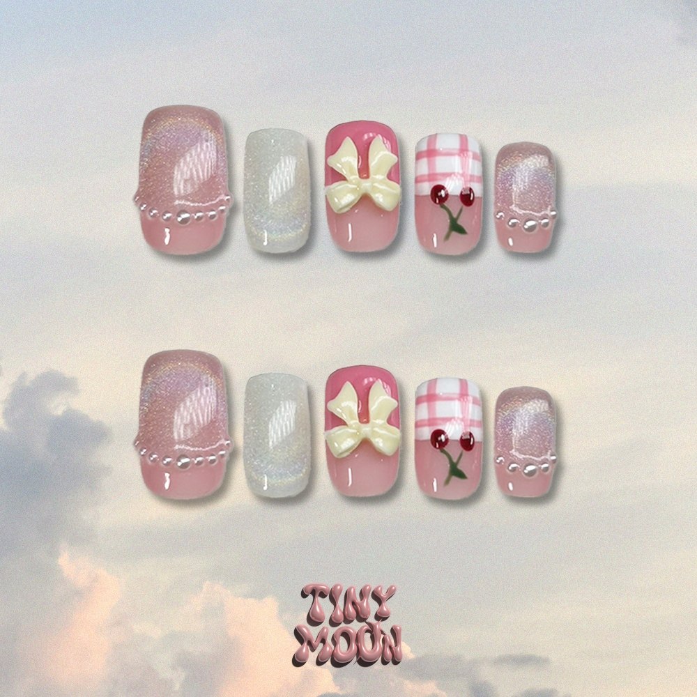 เล็บเจลแท้ เล็บปลอมสีเจลแท้ สีไม่ลอกไม่ร่อนง่าย แข็งแรง เล็บเจลแท้ ลูกแก้วแต่งอะไหล่เลือกทรงได้แถมฟรีกาวตะไบ