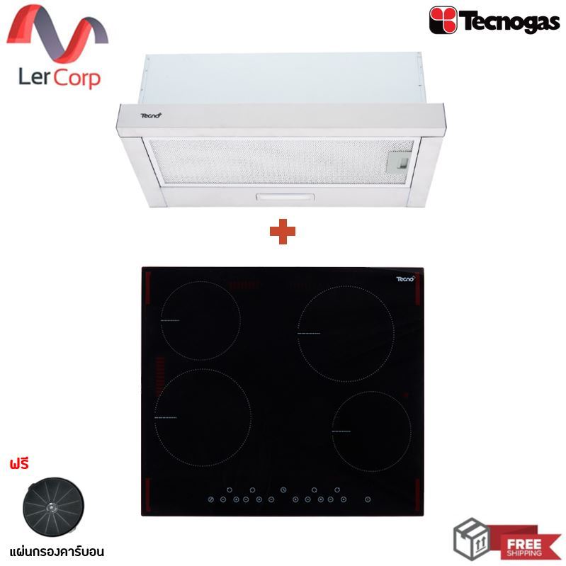 (Tecno) เครื่องดูดควันขนาด 60 ซม.TNP HD 60 SL PO + เตาเซรามิคไฟฟ้า 4 หัว แบบฝัง TNP VT 4060 MN ฟรีแผ