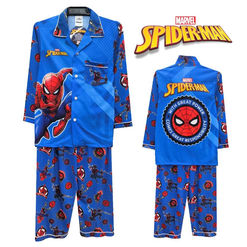 [KIDS] ชุดนอนผ้าทีเค TK ลายสไปเดอร์แมน Spiderman  สำหรับเด็ก ของแท้ แขนยาวขายาว