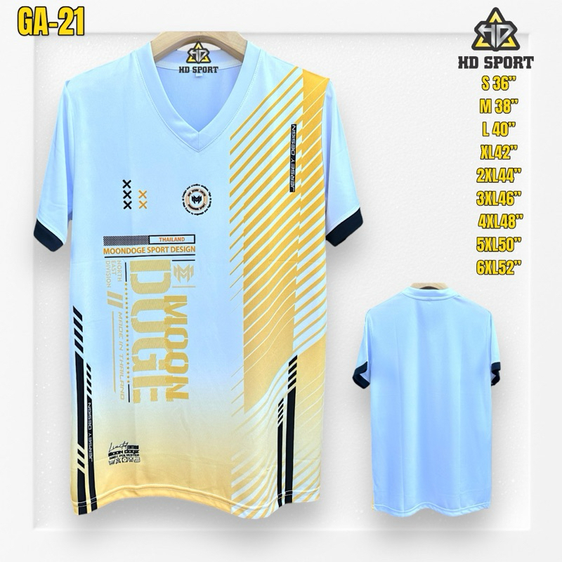 เสื้อกีฬาพิมลายตัวใหม่ล่าสุด GA-21 คอวีทรงตรงใส่ได้ชายหญิง มีไซส์ใหญ่