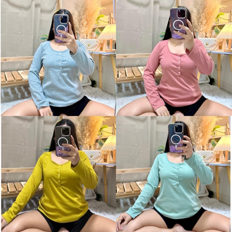 130 เสื้อสาวอวบแขนยาวแต่งกระดุม : อก 32-44