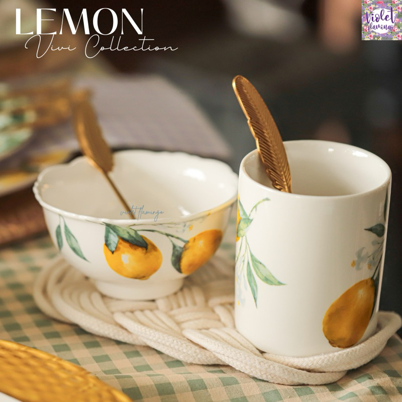 Violet Flamingo ถ้วยเซรามิค ถ้วยซุปขนาด 12 ซม.ลายเลมอน รุ่น Lemon Vivi Soup Bowl - รูปที่ 4