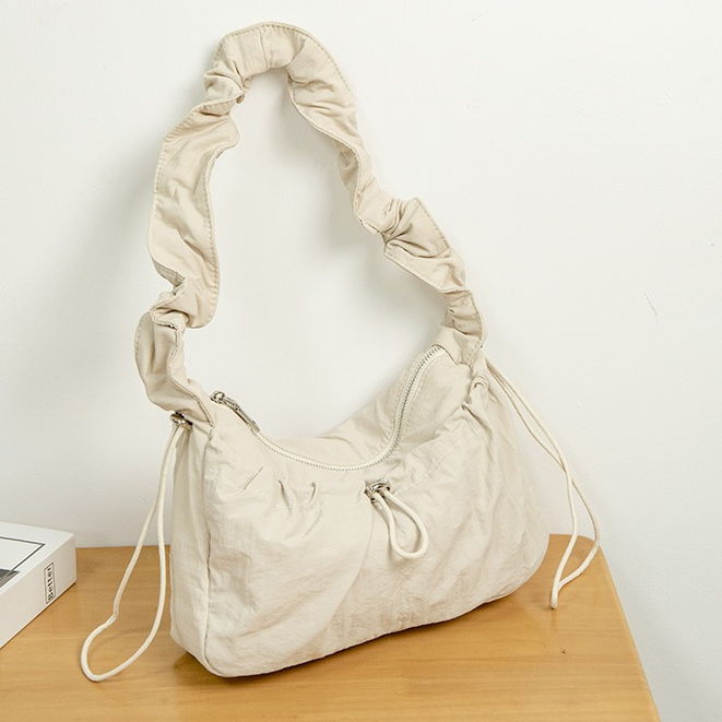 ใหม่กระเป๋ารักแร้แบบมีเชือกย้อนยุค,กระเป๋าสะพายไหล่สีทึบผ้าไนลอนคุณภาพสูง,กระเป๋าจีบอเนกประสงค์และน้ำหนักเบา - รูปที่ 3