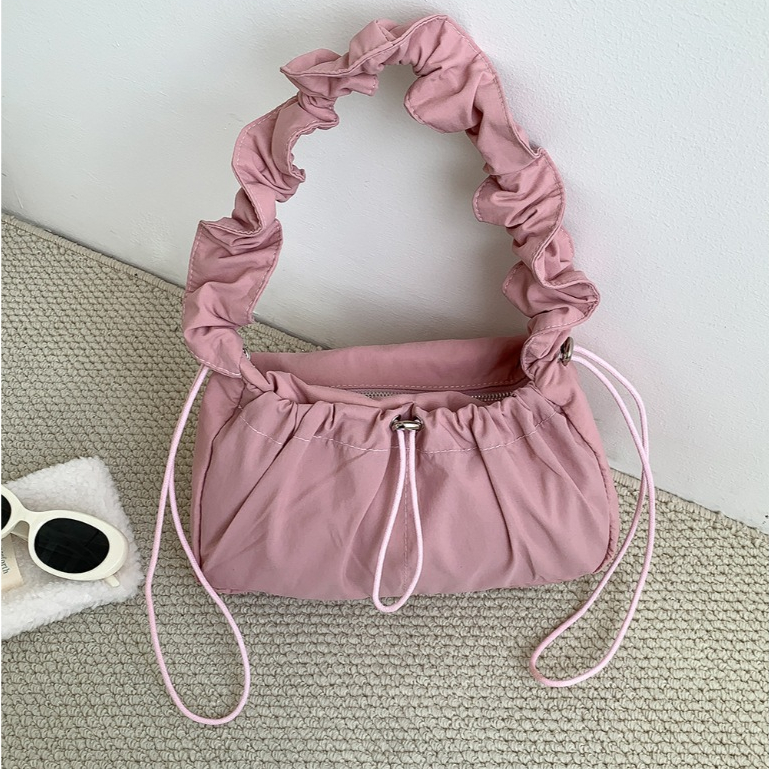 ใหม่กระเป๋ารักแร้แบบมีเชือกย้อนยุค,กระเป๋าสะพายไหล่สีทึบผ้าไนลอนคุณภาพสูง,กระเป๋าจีบอเนกประสงค์และน้ำหนักเบา - รูปที่ 4