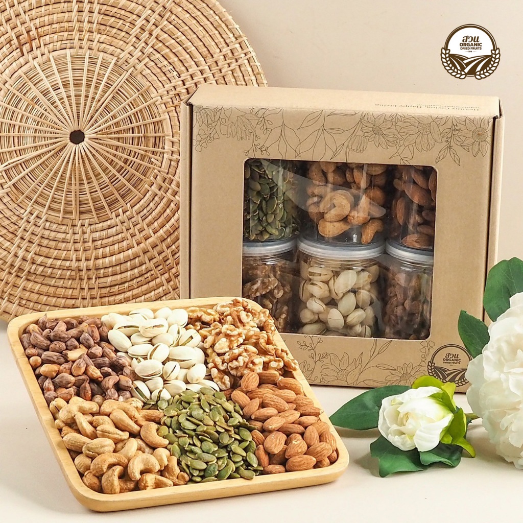 เซตของขวัญธัญพืช Premium Nut 6 สายพันธุ์ คัดคุณภาพ  965g [สวนOrganic] ราคา ถูกที่สุด ดีลบีเคเค แกลเลอรีภาพที่ 6