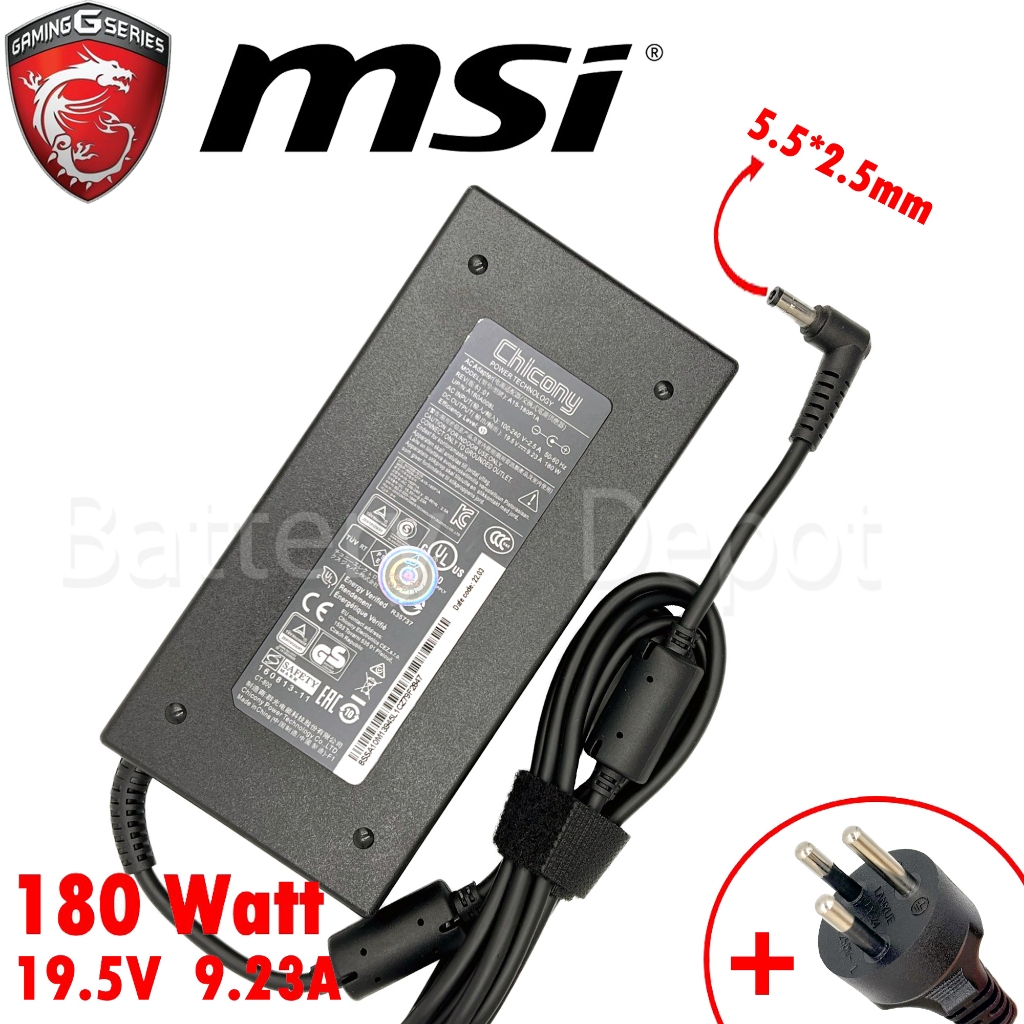 MSI AC Adapter ของแท้ MSI GF65 Thin 10UE / MSI GF75 Thin 10SER / GS43VR, GS65, GS66 Stealth 10SE 180