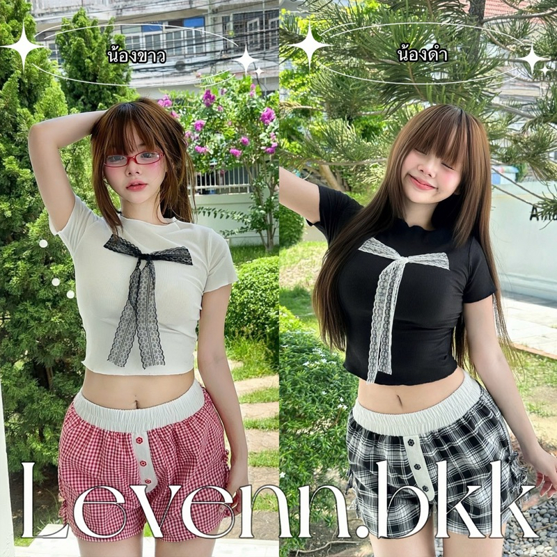 (แจกโค้ด20%กรอก  INC951UA ช่องโค้ดช้อปปี้) Levenn.bkk • Cherry  Crop เสื้อยืดลายเชอร์รี่สุดฮอตฮิต น้องเป็นผ้ายืด ใส่สบาย