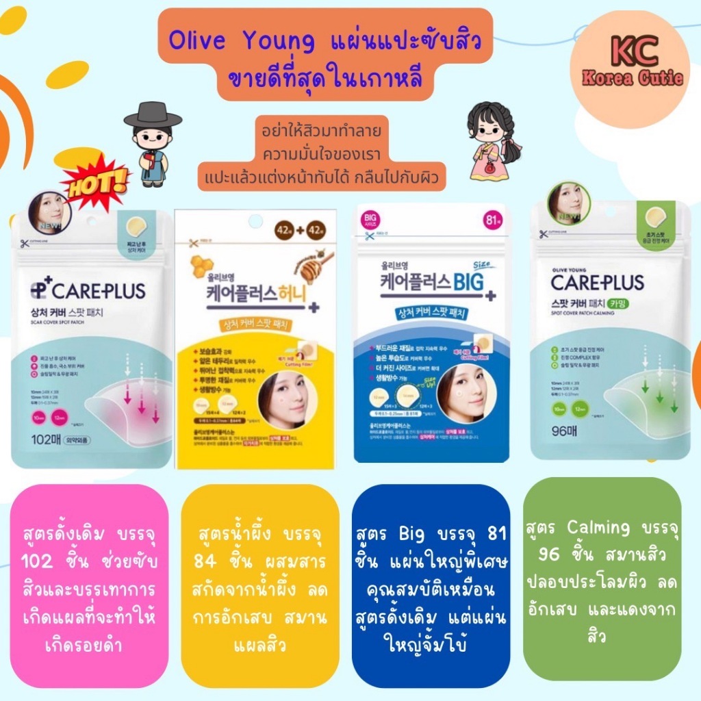 (แท้ 💯 พร้อมส่ง) แผ่นแปะสิว OLIVE YOUNG Care Plus Spot Patch