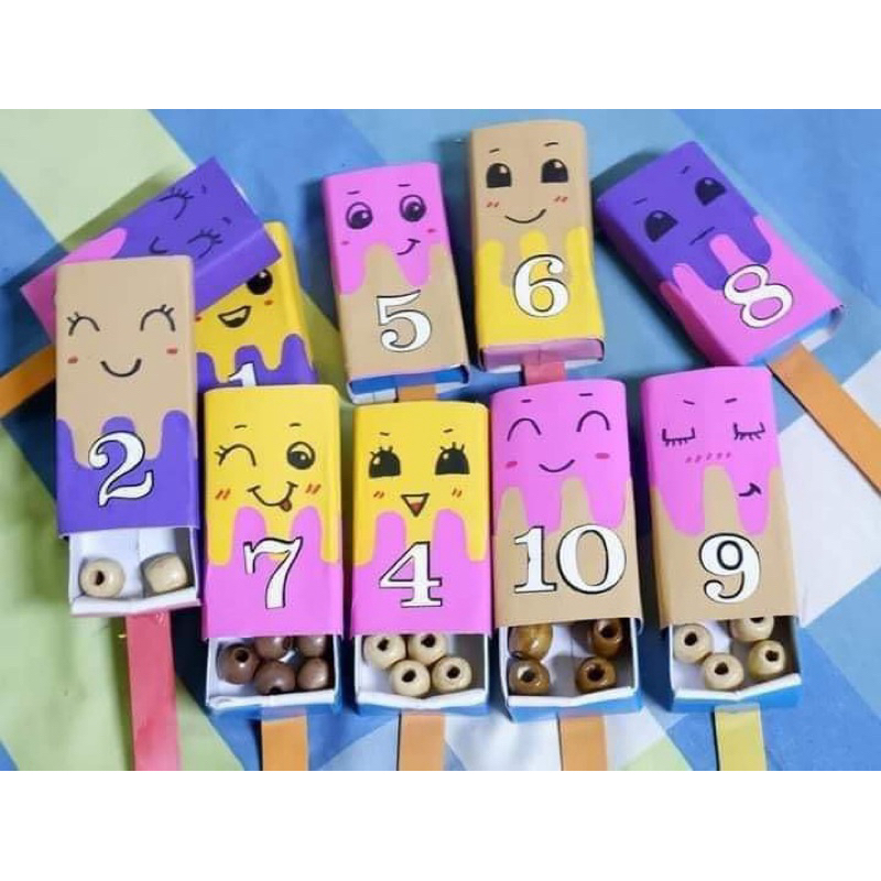 สื่อการสอนไอติมนับเลข 1-10 (คละสี) คณิตศาสตร์สำหรับเด็ก สื่อทำมืออนุบาล