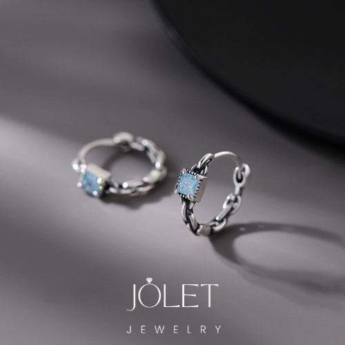 jolet ต่างหูห่วงเงินแท้ ต่างหูห่วง ไม่ลอกเงินสเตอริง92.5%