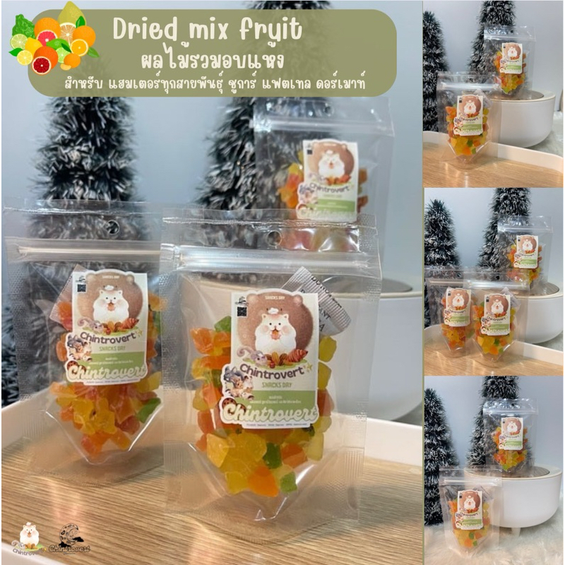 Chintrovert ✨| ผลไม้แปรรูปเต๋ารวมอบแห้ง Dried mix fruit 40g | สำหรับกระต่าย ชูการ์ แฟตเทล ดอร์เมาท์ แฮมเตอร์ทุกสายพันธุ์