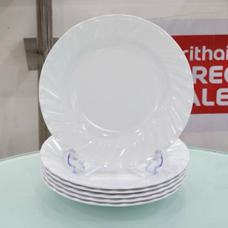 ซุปเปอร์แวร์จานทรงลึก9นิ้วสีขาวขอบหยัก6ใบ