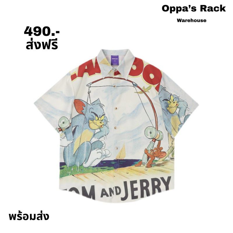 เสื้อเชิ้ตแขนสั้นพิมลายการ์ตูน