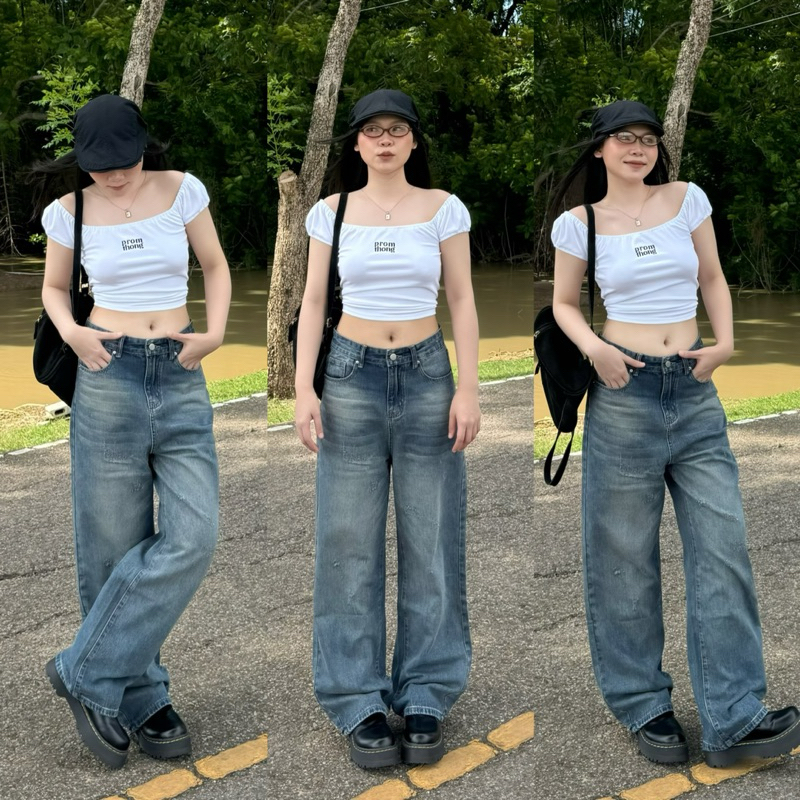 (Lot2 สีอ่อนกว่าในรูปน้า) กางเกงยีนส์ Kindness jeans กระบอกกลาง ช/ญ ใส่ได้ | RB02 พร้อมส่ง