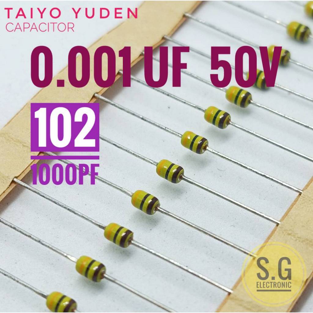 ((ชุด 50ตัว)) 0.001uF 50v TAIYO YUDEN Multilayer Ceramic Capacitors  / 102 / 1000pF  #คาปาซิเตอร์