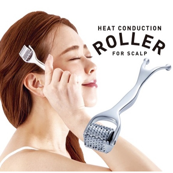 Alphax "ลูกกลิ้งนวดหนังศีรษะแบบการนำความร้อน" (สี) สีเงิน/ดำ (ขนาด) ก3.3 x ย14.2 x ล2.5ซม. (น้ำหนัก)