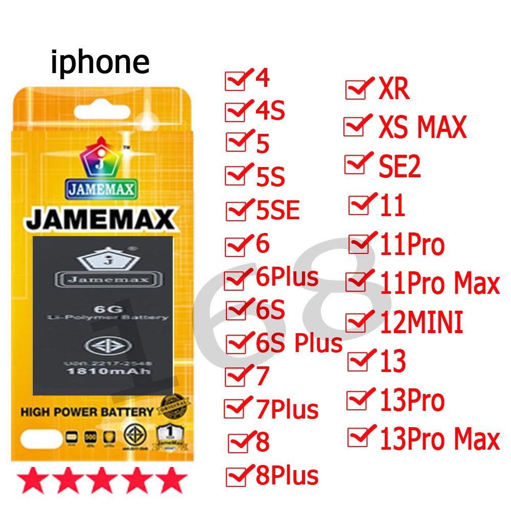 แบตเตอรี่สำหรับ i4 4s i5 5s 5SE i6 6plus 6s 6splus i7 7plus i8 8plus X XS XR Xs max SE2 11 12 13pro max 12MINI