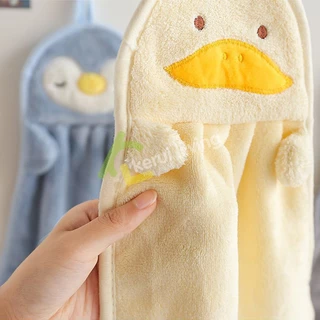 Ecoco ผ้าเช็ดมือ ผ้าทำความสะอาด อเนกประสงค์ ผ้าเช็ดมือแบบแขวน ลายการ์ตูน กำมะหยี่ปะการัง มี 3 สีให้เลือก