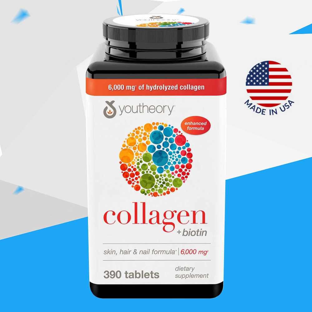 (Exp.06/2027)Youtheory Collagen Plus Biotin 390 Tablets