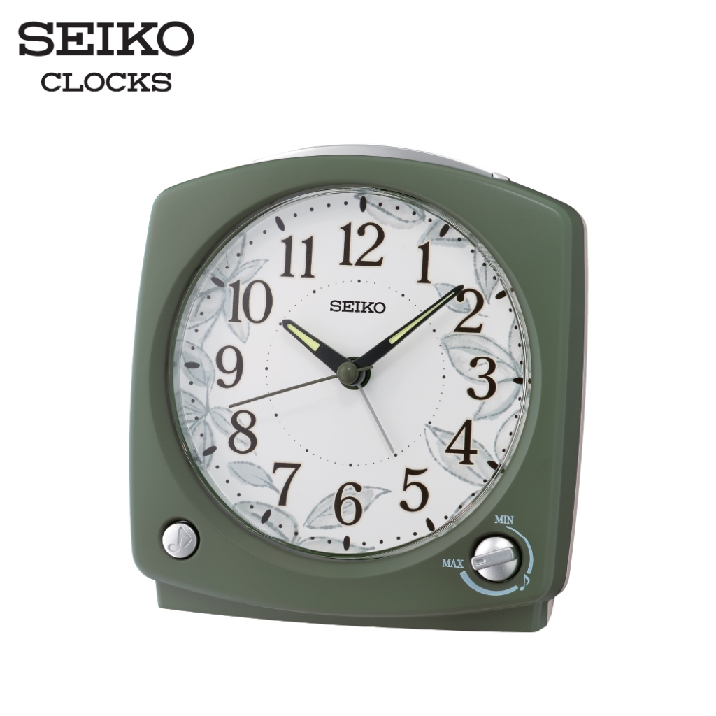 SEIKO CLOCKS นาฬิกาปลุก รุ่น QHP012M ขนาด 5.1x4.7 นิ้ว เดินเรียบ สีเขียว
