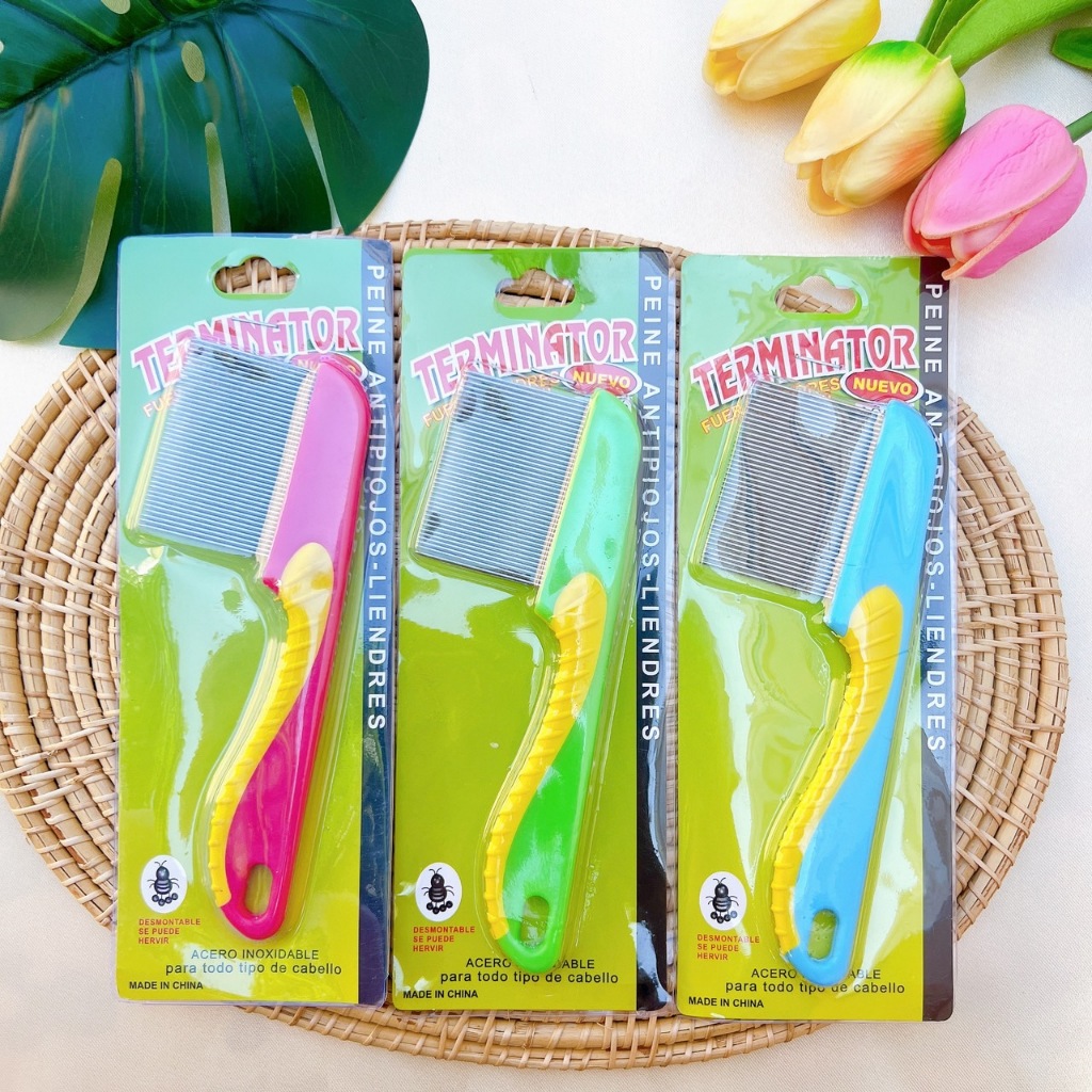 หวีสางเหา หวีสเนียด ซีฟันสแตนเลส 1อัน (คละสี) คุณภาพดี แข็งแรง ทนทาน มีด้ามจับ ตัวเหา ไข่เหาหลุด 100% มีปลายทาง