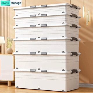 OLAN กล่องเก็บของ กนั่งได้ กล่องพลาสติ กล่องอเนกประสงค์ พร้อ…