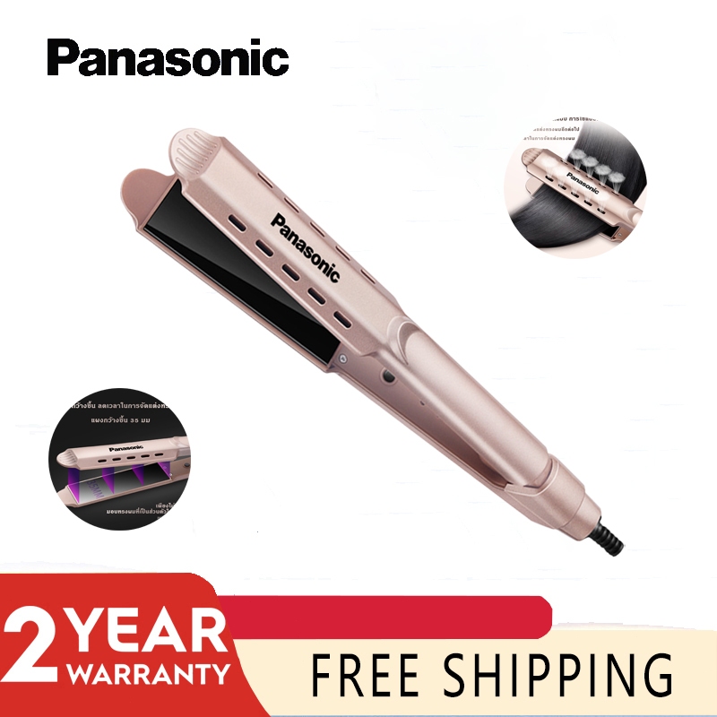 panasonic เครื่องหนีบผมตรงแบบเปียกและแห้งและม้วนผมเครื่องหนีบผมอเนกประสงค์ร้านทำผมบ้านควบคุมอุณหภูมิ 4 สปีดที่หนีบผมตรง