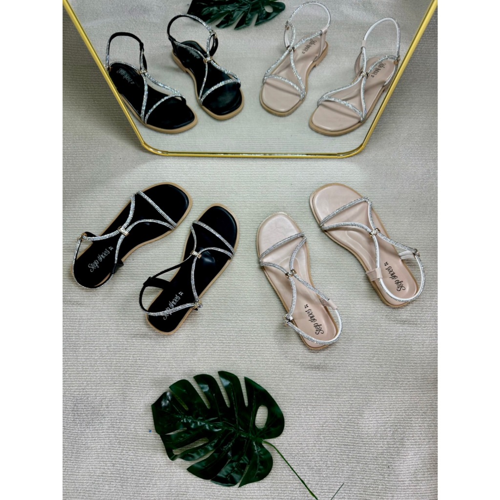 รองเท้ารัดส้นเส้นเพชร แบรนด์ Step Shoes ไซส์36-41