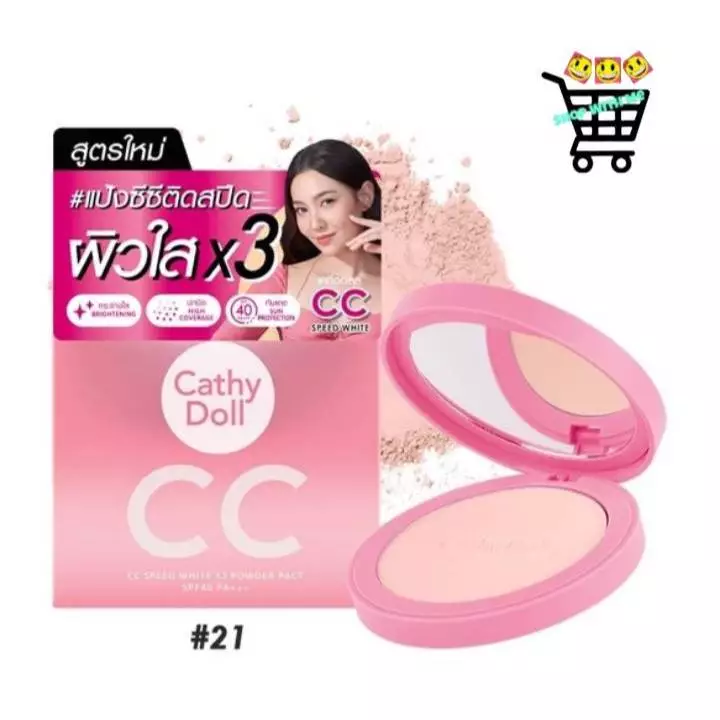 ตลับใหญ่ แป้ง Cathy Doll Speed White CC Powder Pact SPF40 PA+++ 12g แป้ง cc