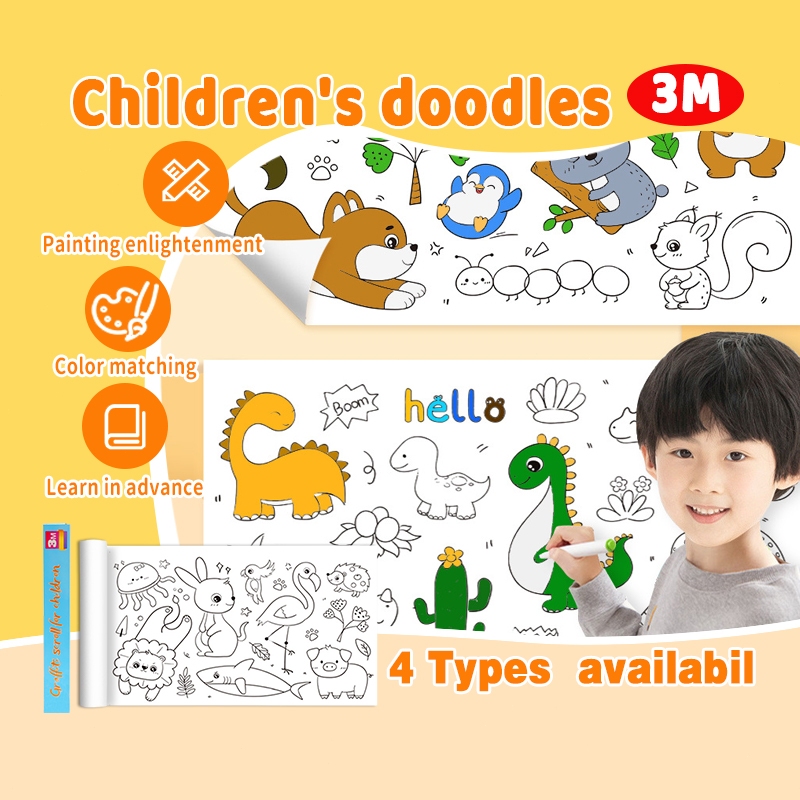 โปสเตอร์ระบายสียักษ์ม้วน กระดาษระบายสี 3 เมตร ช่วยให้เด็กเรียนรู้เรื่องสี