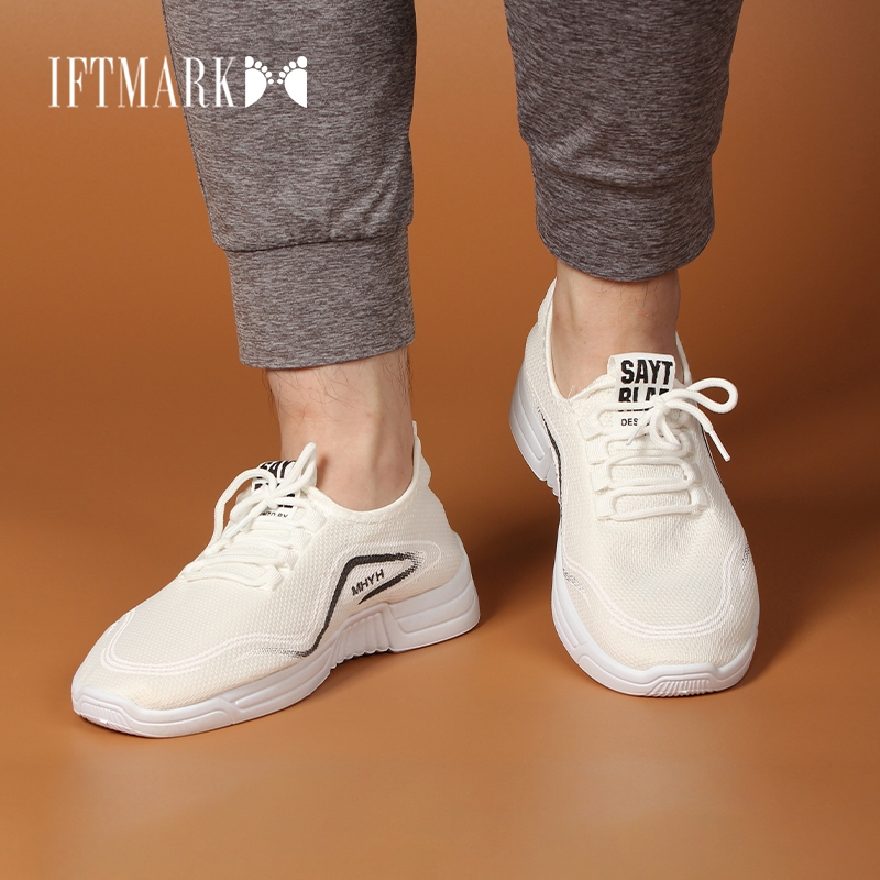IFTMARK รองเท้าผู้ชายฤดูร้อนใหม่ ผ้าใบ ระบายอากาศ สีขาว ลำลอง [ส่งเร็วพิเศษ]