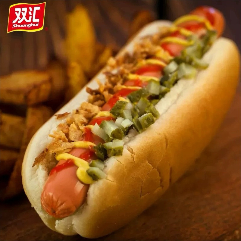 ไส้กรอกหมูจีน ตราสิงโต Shuang Hui เนื้อเนียนนุ่ม หอมกลิ่นเครื่องเทศ-ซองสีส้ม双汇王中王火腿肠400g - รูปที่ 3