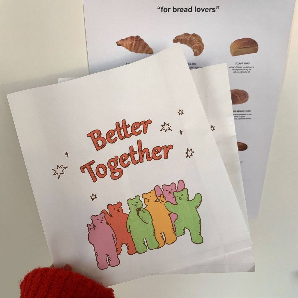 พร้อมส่งไทย ถุงกระดาษคราฟท์ สีขาว Better Together หนา ถุงกระดาษห่อขนม ใส่ของจุกจิก ซองกระดาษ ถุงใส่ขนม