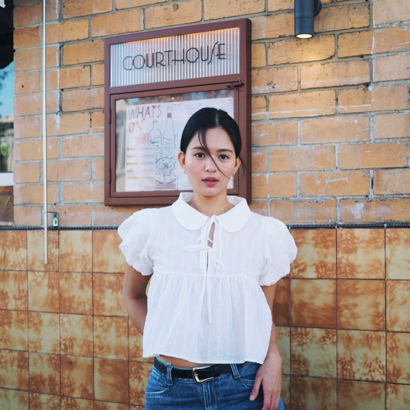 Theremin Pinto blouse เสื้อปกบัวแขนพอง - white