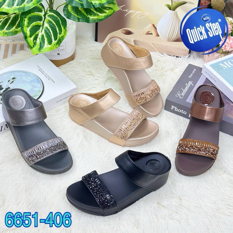 #6651-406#แบบสวมมาใหม่ล่าสุดรองเท้าเพื่อสุขภาพQuick stepแท้พื้นสูง1.5นิ้วพื้นนิ่มใส่สบายเท้า🎉