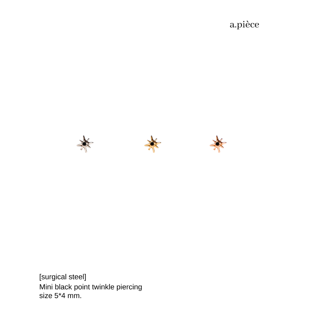 A.piece จิวแสตนเลส [surgical steel] Mini black point twinkle piercing (ราคาต่อข้าง)