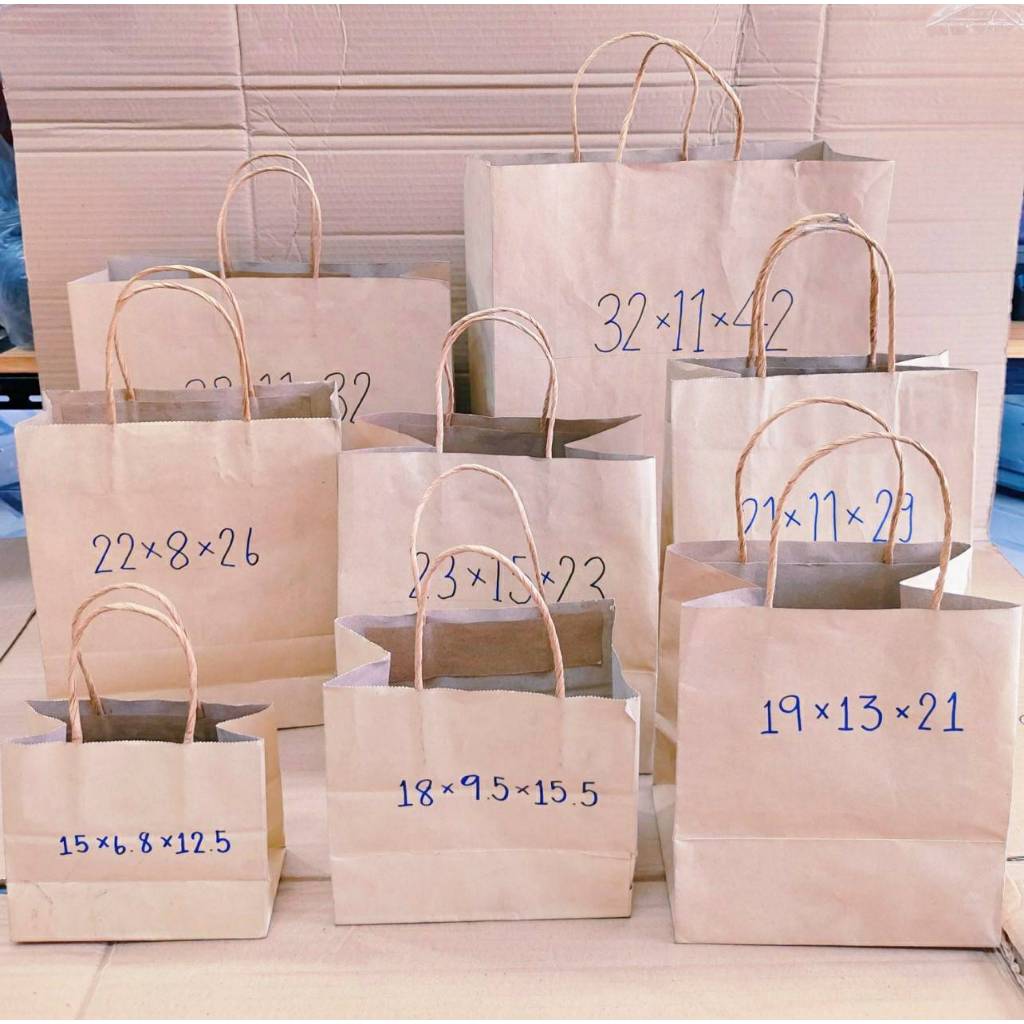 ถุงกระดาษหูหิ้ว ถุงกระดาษน้ำตาลหูเกลียว ขนาดต่างๆ ยี่ห้อ Boxjourney