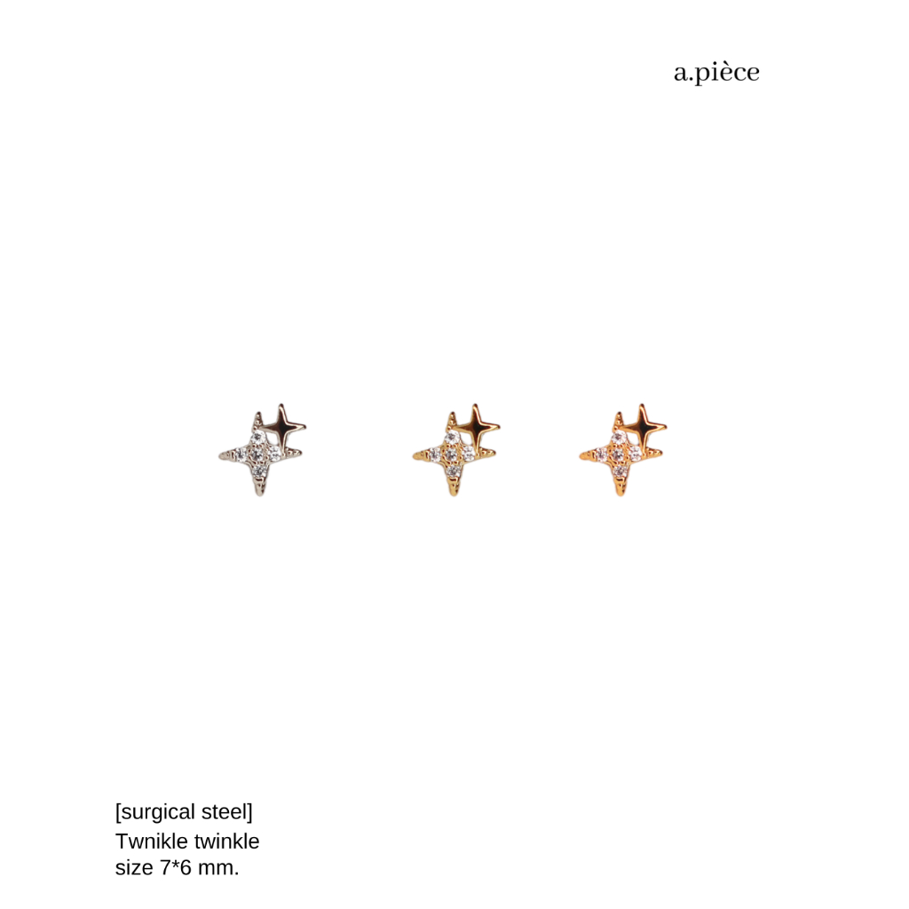 A.piece จิวแสตนเลส [surgical steel] Twinkle twinkle piercing (ราคาต่อข้าง)