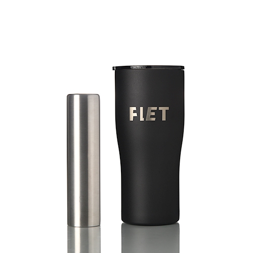 FLET tumbler 24 oz - สีดำ - แก้วเก็บความเย็น มาพร้อมแท่งน้ำแข็งสแตนเลส เครื่องดื่มเย็นไม่ต้องใส่น้ำแ