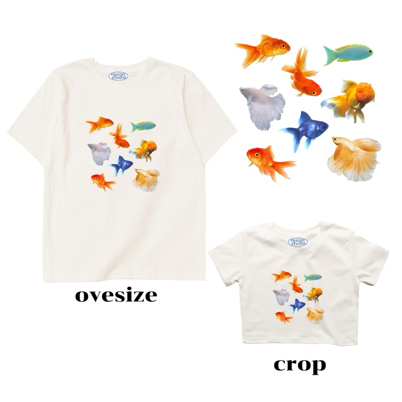 resign studio - เสื้อ crop/oversize ลาย Fish Fish🐟