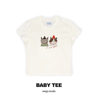 resign studio เสื้อ baby tee ลาย i love you cat💞