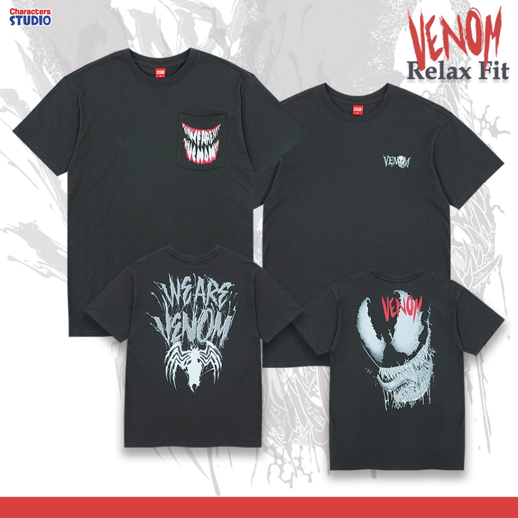 Marvel Men Venom T-Shirt (ทรง Relax) - เสื้อยืดผู้ชายมาร์เวล ลายเวน่อม ทรงรีแลค สินค้าลิขสิทธ์แท้100% characters studio