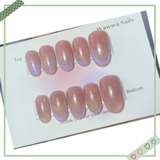 เล็บเจล เล็บปลอมทาสีเจลลูกแก้ว พร้อมติด ทรงอัลมอนด์ (พร้อมส่ง2-3 วัน)