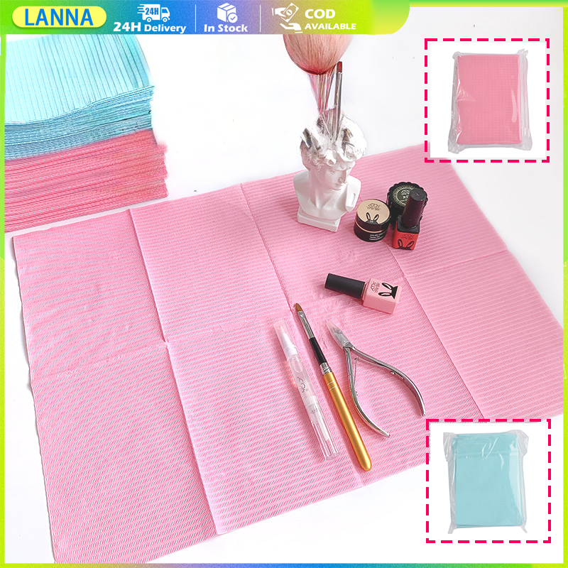 ร้านอยู่กรุงเทพ แผ่นรองทําเล็บแบบใช้แล้วทิ้ง สีชมพู สีฟ้า ขนาด45*32ซม.20แผ่นต่อซอง