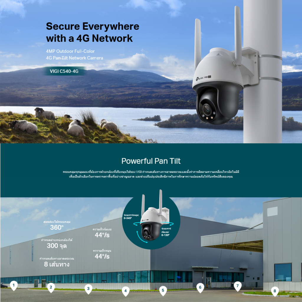 VIGI C540-4G 4MP Outdoor Full-Color 4G Pan Tilt Network Camera