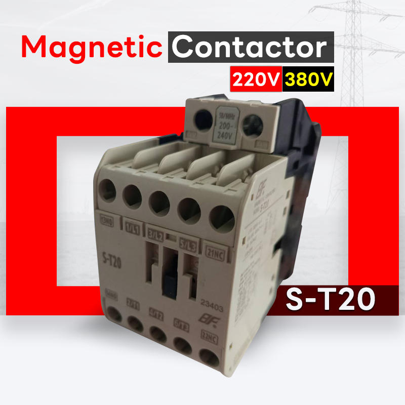 แมกเนติก คอนแทคเตอร์ ST-20 Coil 220V/380V Magnetic Contactor S-T20