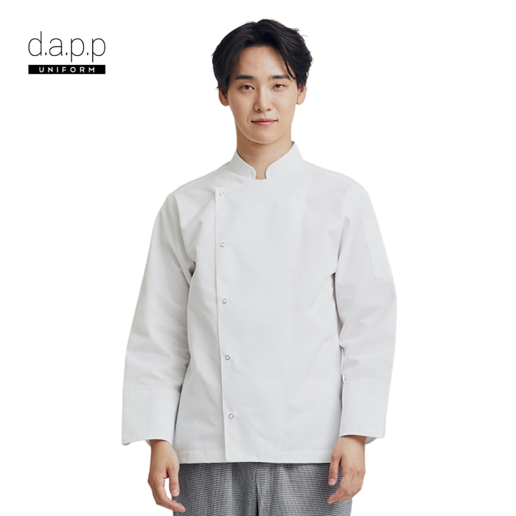 dapp Uniform เสื้อเชฟ เสื้อกุ๊ก แขนยาว คอจีน รุ่น Clark สีขาว (TJKW1027DPS)