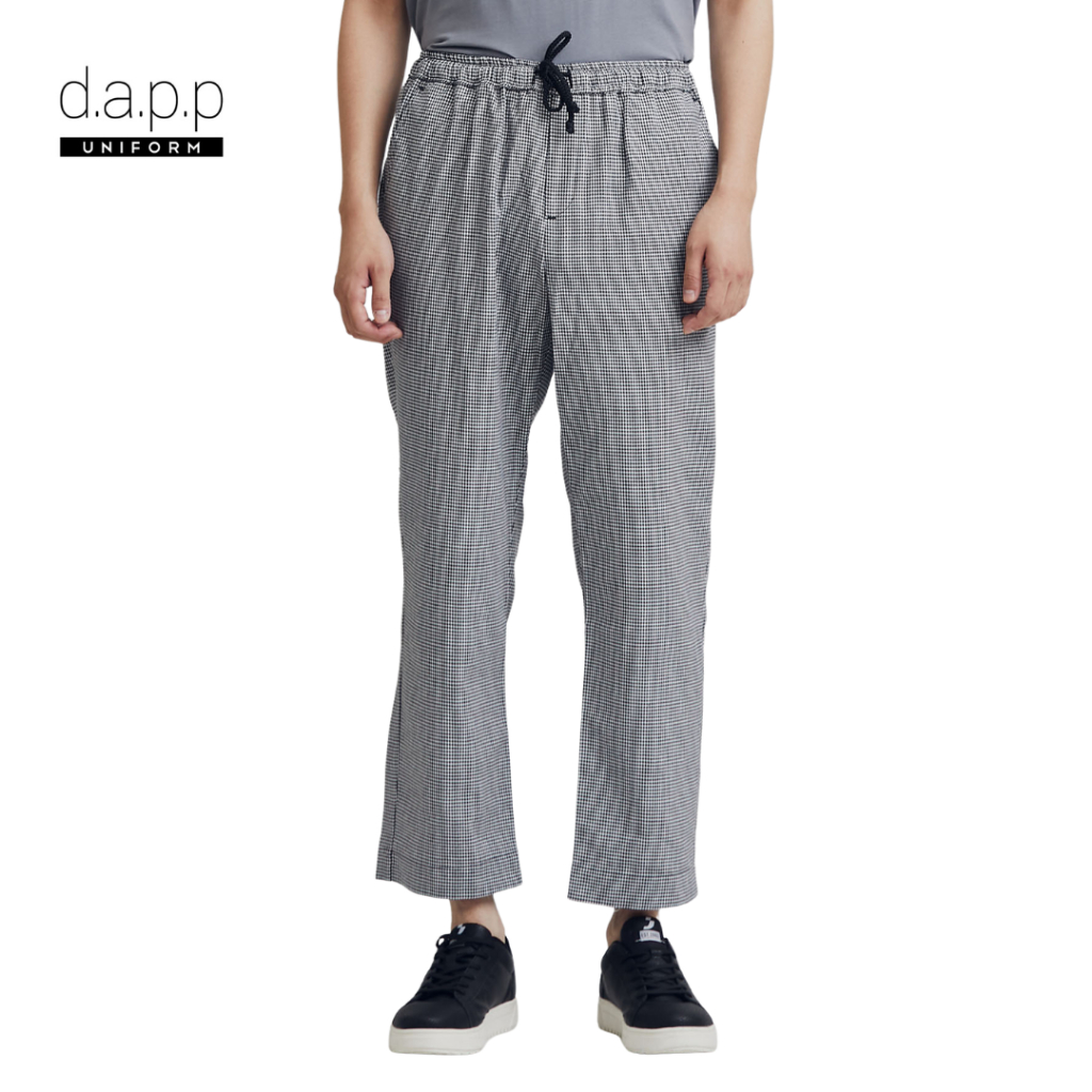 dapp Uniform กางเกงขายาว เอวยางยืดCheckered Elastic Waist Chef Trousers ลายตาราง (LT2W3001)