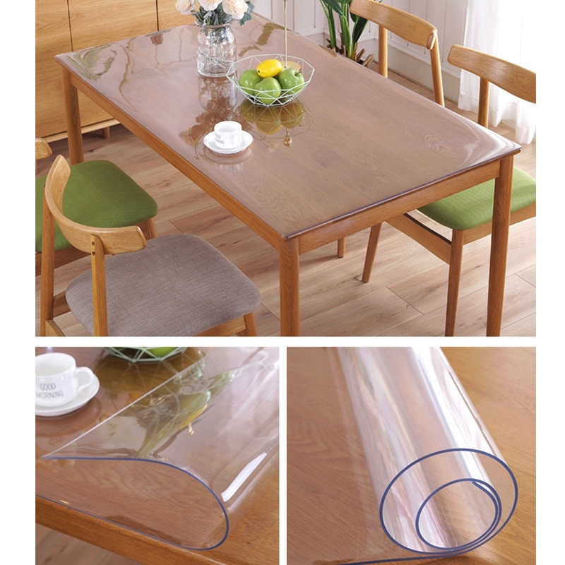 ผ้าปูโต๊ะ ผ้าคลุมโต๊ะ ใสพลาสติกพีวีซี PVC ไม่มีกลิ่น กันน้ำมันกันความร้อน ทนทาน ทำความสะอาดง่าย ผ้าปูโต๊ะพลาสติกแบบใส